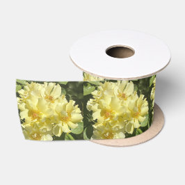 Gele botanische bloemen satijnen lint