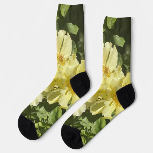 Gele botanische bloemen sokken (Links)