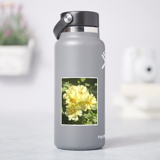 Gele botanische bloemen sticker (HydroFlask)