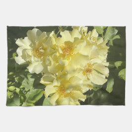 Gele botanische bloemen theedoek