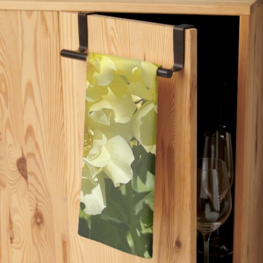 Gele botanische bloemen theedoek (Derde Gevouwen)