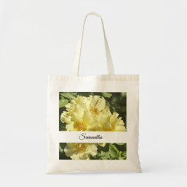 Gele botanische bloemen tote bag