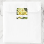Gele botanische bloemen vierkante sticker (Tas)