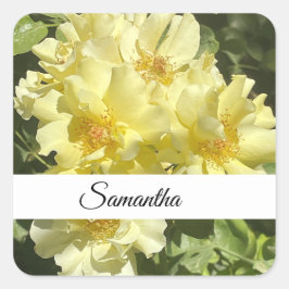Gele botanische bloemen vierkante sticker