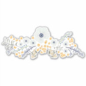 Gele botanische bloemen, zoet lentenblauw sticker (Voorkant)