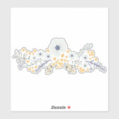 Gele botanische bloemen, zoet lentenblauw sticker (Vel)