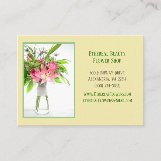 Gele botanische bloemenwinkel visitekaartje (Voorkant)