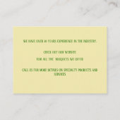 Gele botanische bloemenwinkel visitekaartje (Achterkant)