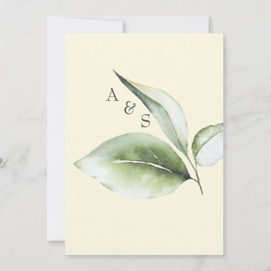 Gele Botanische Bruiloft Details Behuizing Kaart (Achterkant)