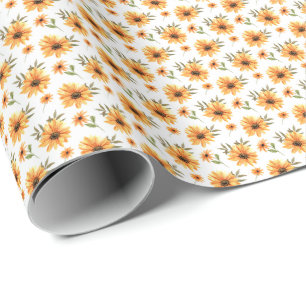 Gele Botanische Zonnebloem groen gelegenheid Cadeaupapier