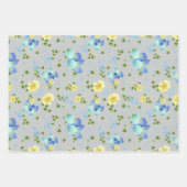 Gele boterbekers en blauw Iris-pakpapier Inpakpapier Vel (Voorkant)