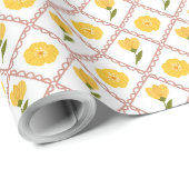 Gele boterbloem bloemengitter inpakpapier (Rol Hoek)