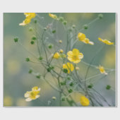 Gele boterbloemen cadeaupapier (Vlak)