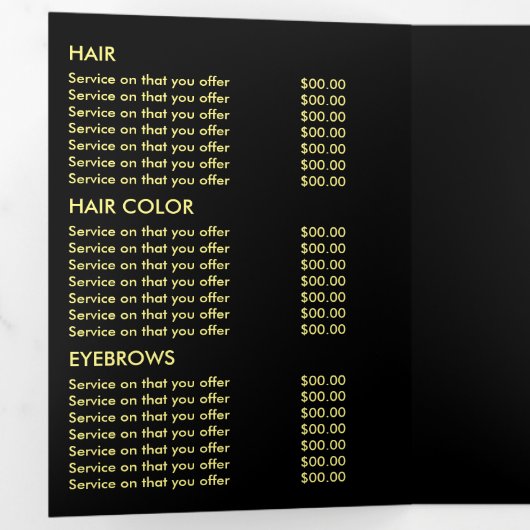 Gele botervliegen, Beauty Salon Tri-Fold Flyer Drieluik Uitnodiging (Binnenzijde eerst)