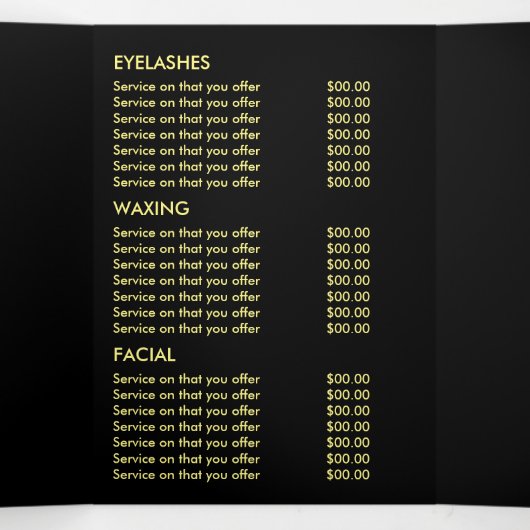 Gele botervliegen, Beauty Salon Tri-Fold Flyer Drieluik Uitnodiging (Binnenkant midden)