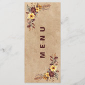 Gele Bourgogne Herfst Trouwreceptie Diner Menu (Achterkant)