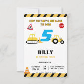 Gele Bouw 5E Verjaardag Uitnodiging (Voorkant)