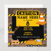 Gele Bouw Dump Truck Dirt Verjaardag Kaart (Voorkant / Achterkant)