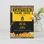 Gele Bouw Dump Truck Verjaardag Kaart (Staand voorkant)