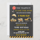 Gele Bouw Trucks Jongen Verjaardagsfeest Kaart (Voorkant)