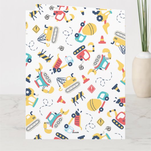 gele bouw vrachtwagen auto 4e verjaardag kaart (Achterkant)