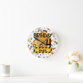 gele bouw vrachtwagen auto 4e verjaardag ronde klok (Huis)