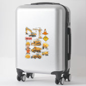 Gele Bouwtruck Bouwer Vinyl Sticker (Koffer)