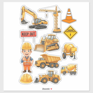 Gele Bouwtruck Bouwer Vinyl Sticker