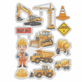 Gele Bouwtruck Bouwer Vinyl Sticker (Voorkant)