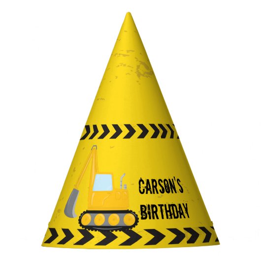 Gele bouwvakkers Aangepaste kinderen van 10 dagen Feesthoedjes (Voorkant)