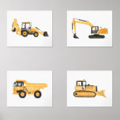 Gele Bouwvoertuigen Jongensruimte Muurkunst Sets (Voorkant)