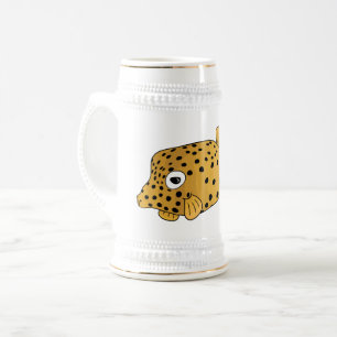 Gele boxfish cartoon illustratie bierpul