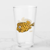 Gele boxfish cartoon illustratie glas (Voorkant)