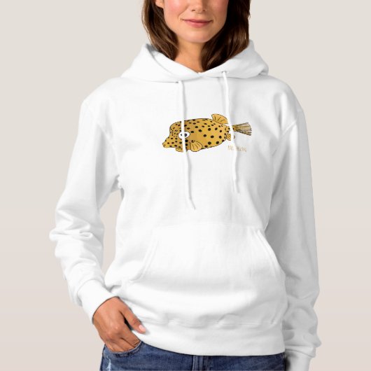 Gele boxfish cartoon illustratie hoodie (Voorkant)