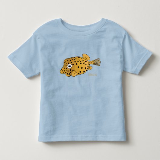 Gele boxfish cartoon illustratie kinder shirts (Voorkant)