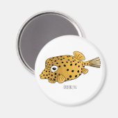 Gele boxfish cartoon illustratie magneet (Voorkant / Achterkant)