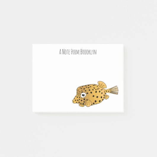 Gele boxfish cartoon illustratie post-it® notes (Voorkant)