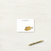 Gele boxfish cartoon illustratie post-it® notes (Op bureau)