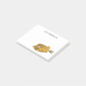 Gele boxfish cartoon illustratie post-it® notes (Schuin)
