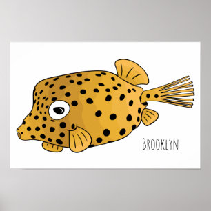 Gele boxfish cartoon illustratie poster