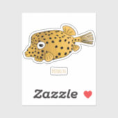 Gele boxfish cartoon illustratie sticker (Vel)