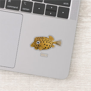 Gele boxfish cartoon illustratie sticker