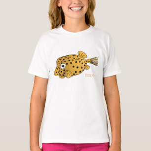 Gele boxfish cartoon illustratie t-shirt