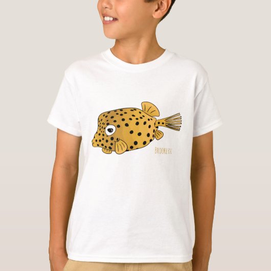 Gele boxfish cartoon illustratie t-shirt (Voorkant)