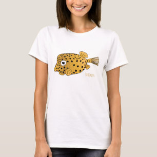 Gele boxfish cartoon illustratie t-shirt