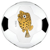 Gele boxfish cartoon illustratie voetbal (Gedraaid)