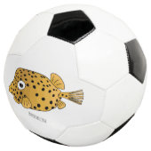 Gele boxfish cartoon illustratie voetbal (Drie kwart)