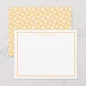 Gele briefkaarten met wit madeliefjesmotief (Voorkant / Achterkant)