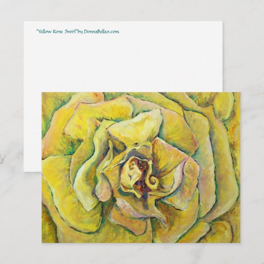 Gele Briefkaarten voor rozenzwijn (Voorkant / Achterkant)