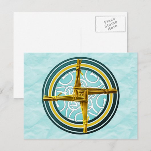 Gele brigadekruis op blauw briefkaart (Voorkant / Achterkant)